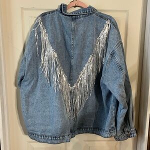 Denim Jacket with Silver Fringe